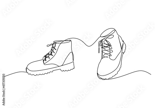 Hiking Shoes One Line Drawi...