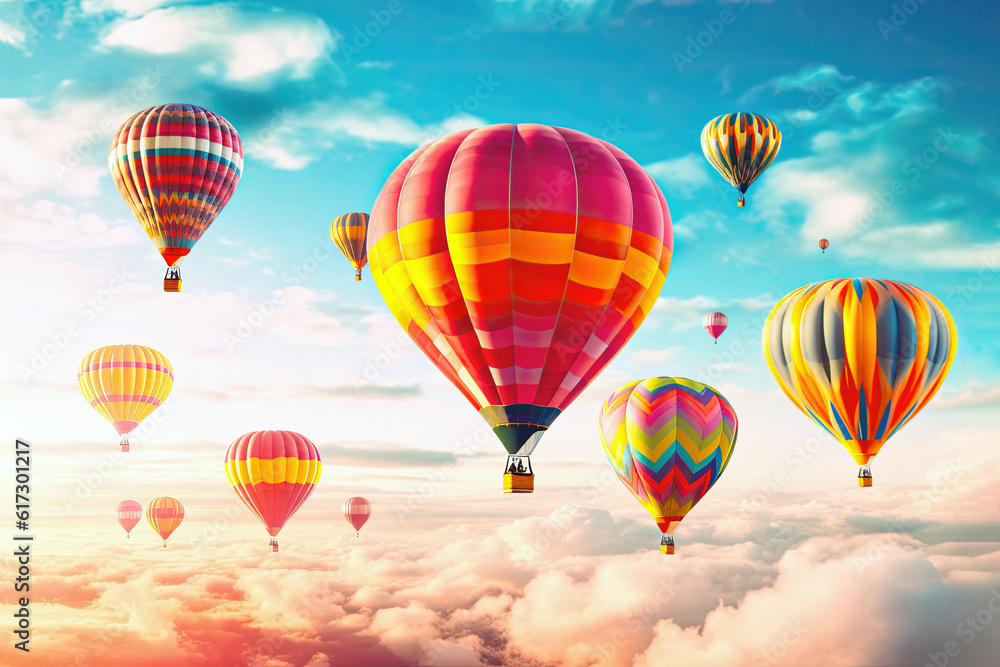 Naklejka premium Colorful hot air balloons in air