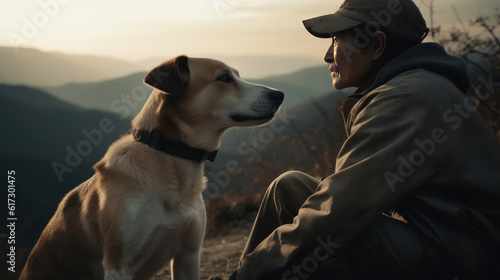 a happy dog ​​in nature
