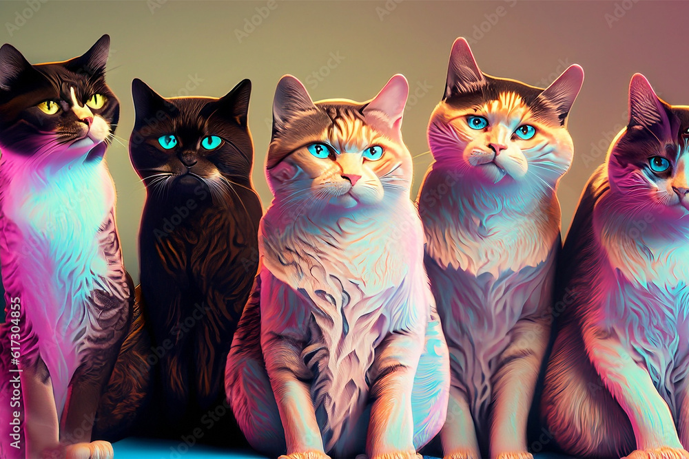 beautiful four colourful cats beautiful four colourful cats