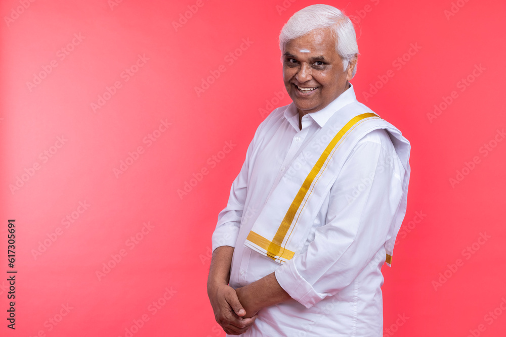 Happy senior man in traditional south Indian clothing Happy senior man in traditional south Indian clothing