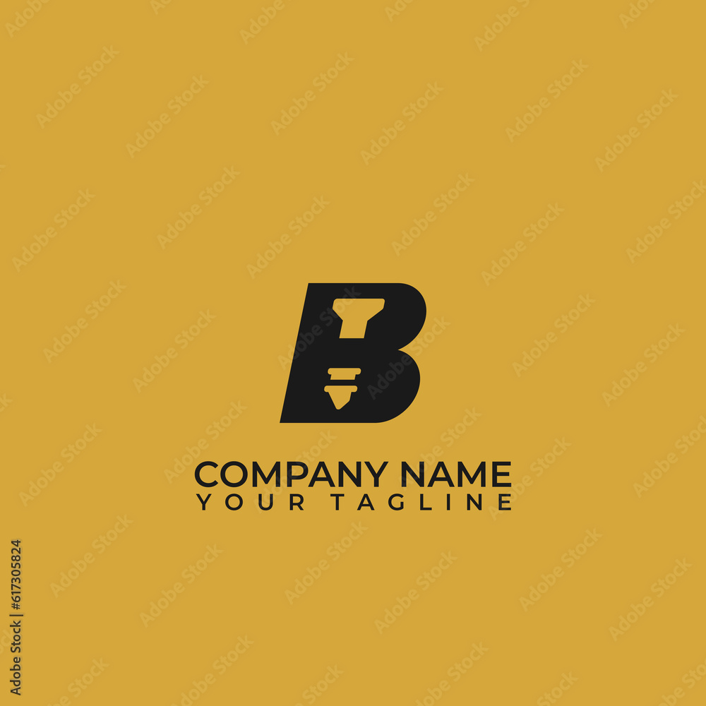 Simple letter B logo vector with screw silhouette combination. Simple letter B logo vector with screw silhouette combination.