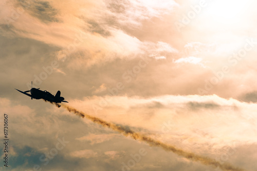 airplane corsair from world war two in the sky