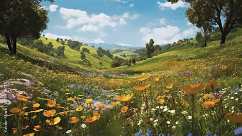 An expansive field of wildflowers. AI generated