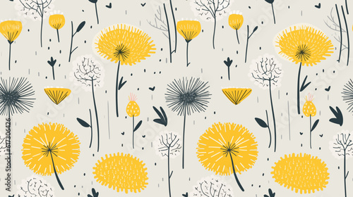 Minimalist Flower Tile. Colorful and Delicate Petals.
