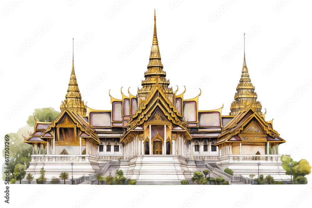 Thai temple isolated on white