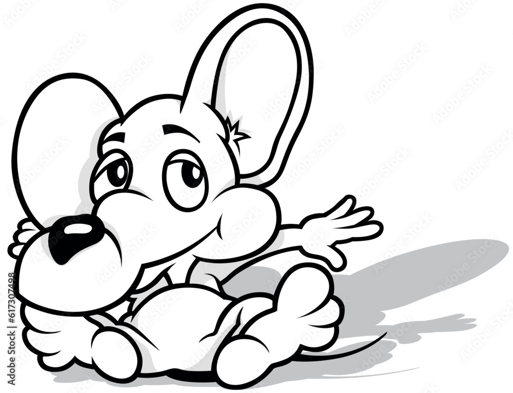Drawing of a Mouse Lying on the Ground from Front View Drawing of a Mouse Lying on the Ground from Front View