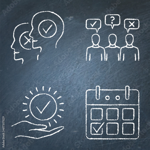 Public opinion and voting chalkboard icon set
