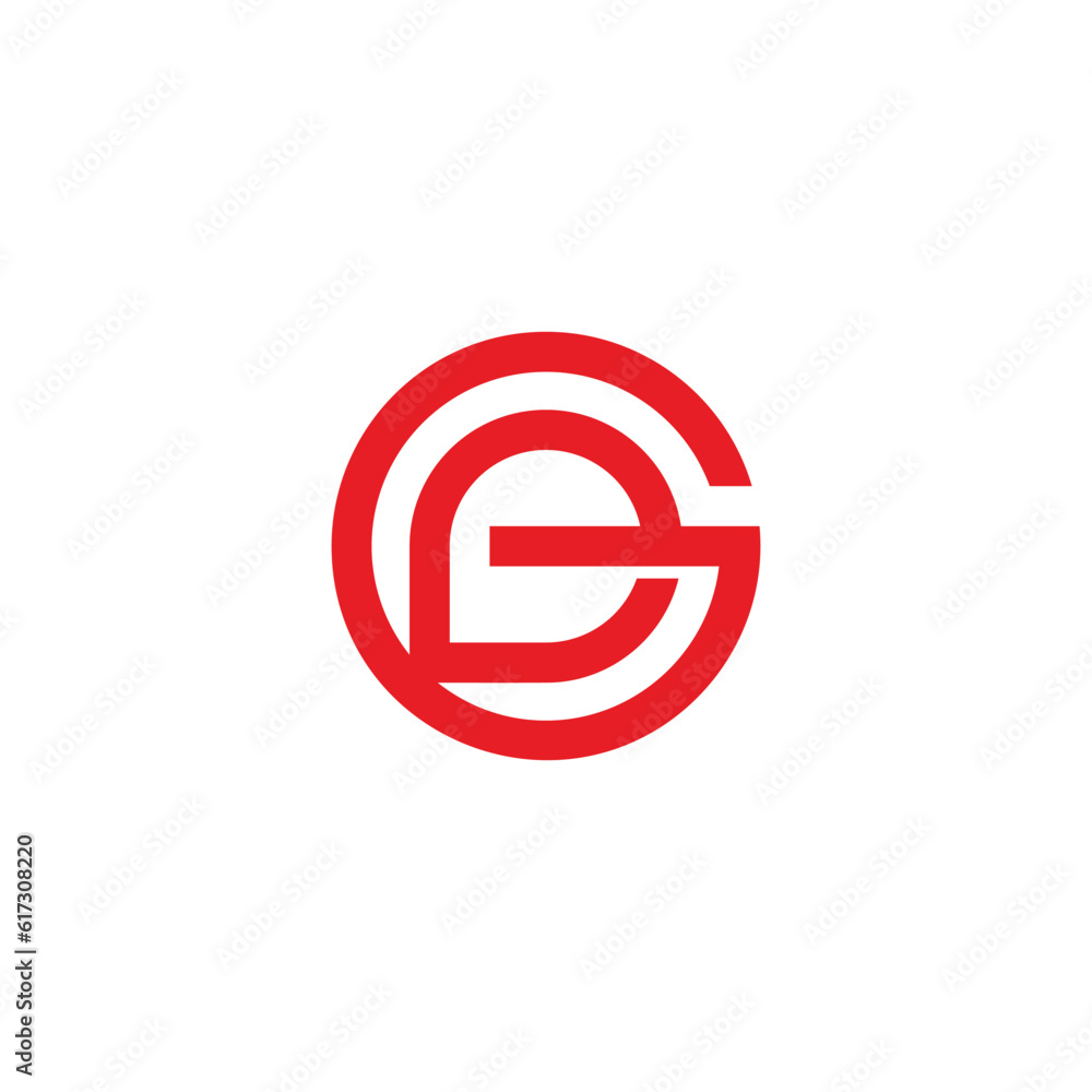 letter ge red round linked logo vector letter ge red round linked logo vector