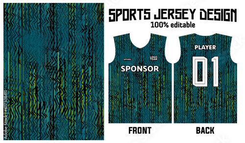 jersey design for sport uniform with abstract green pattern