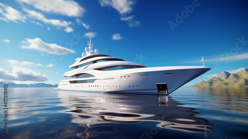 luxury yacht in the morning sun. Generative Ai.  © PETR BABKIN