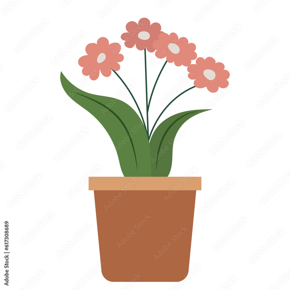flowers in a pot in flat style, vector