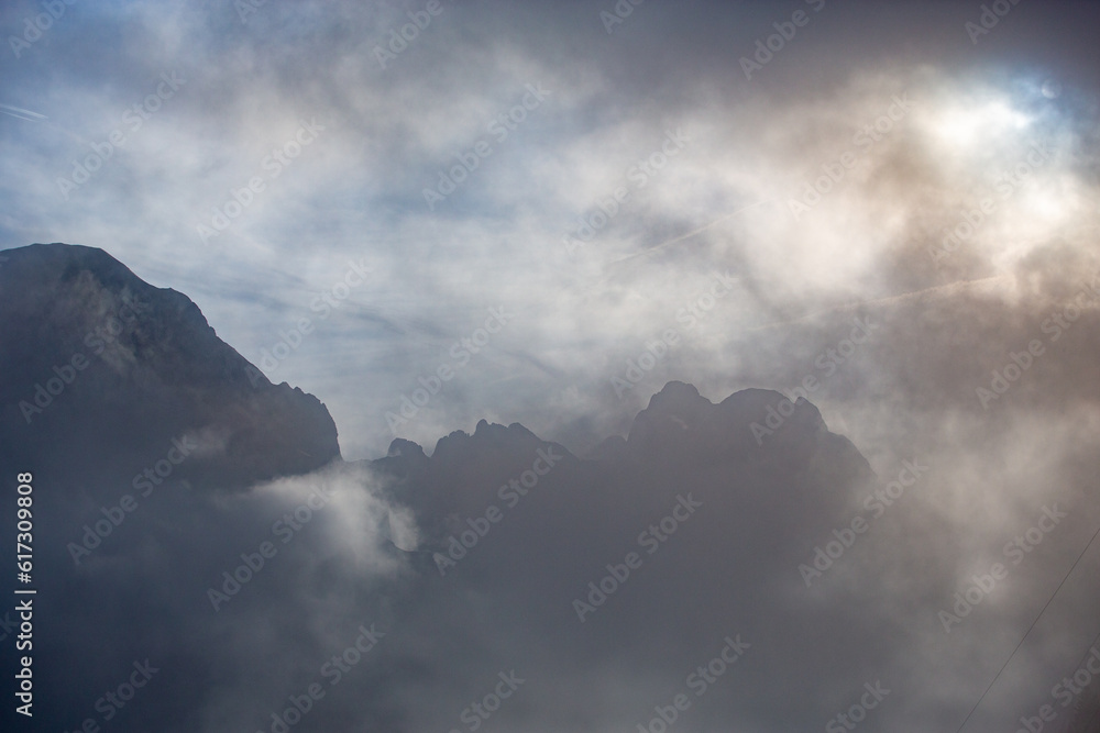 Beautiful Swiss mountains and fog Beautiful Swiss mountains and fog
