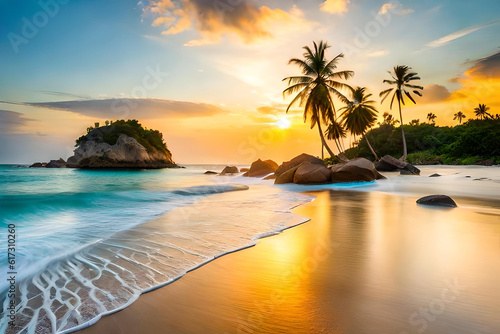 A captivating coastal landscape with pristine sandy beach © Beste stock