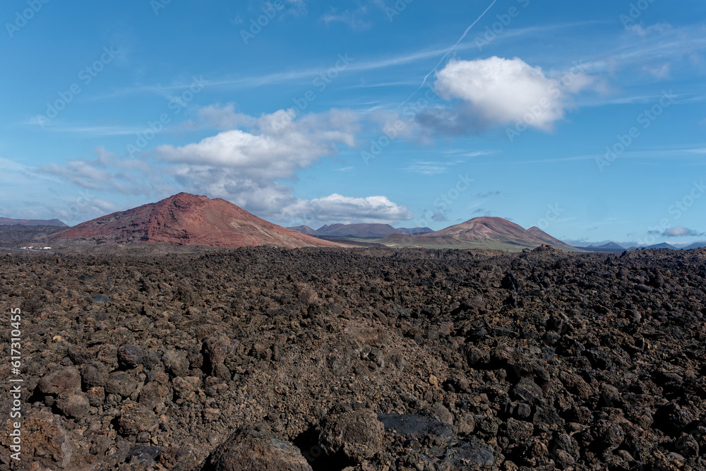 black red volcanic landscape in the heart of lanzarote