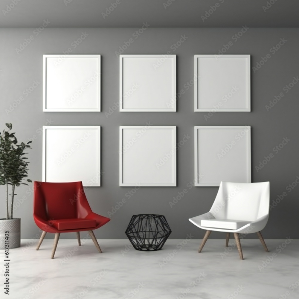 Template Frame Art print Mock up three blank white photo frames in modern minimal interior Generative AI Template Frame Art print Mock up three blank white photo frames in modern minimal interior Generative AI