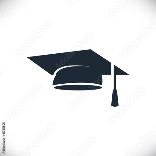 Graduation hat vector icon isolated on white background.