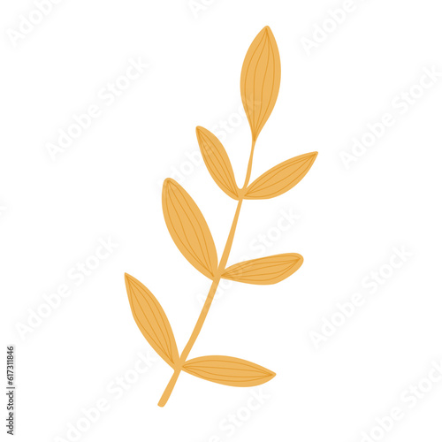 Simple Autumn leaf. Hand drawn element for autumn decorative design, halloween invitation, harvest or thanksgiving. Vector illustration