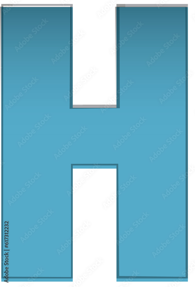 Retro font, blue letter H