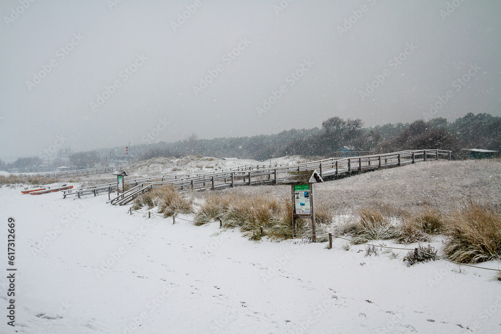 Dunes and beach of Marina di Ravenna under the snow Dunes and beach of Marina di Ravenna under the snow