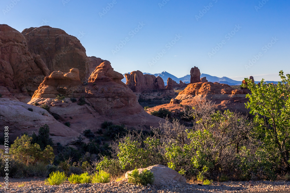 Beautiful landscape in the Arches National Park in Utah in early morning