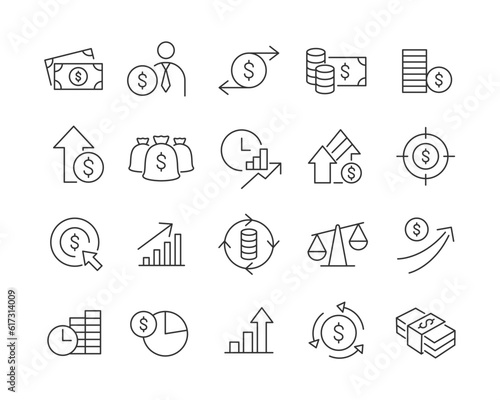 Return on Investment Icons - Vector Line. Editable Stroke.