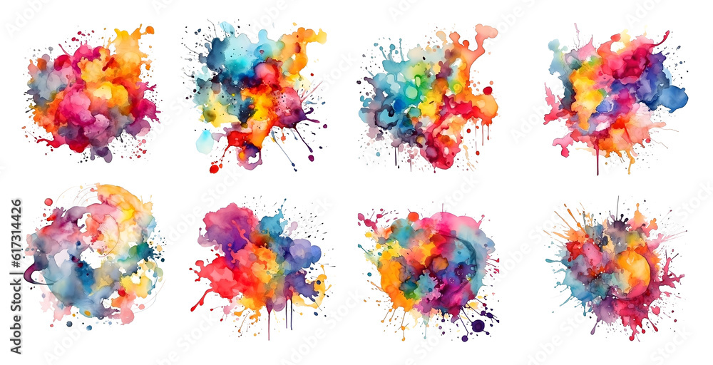 Watercolor Splatter Background, Splashes with transparent Background