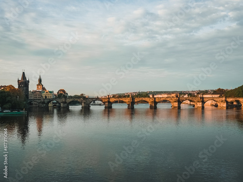 Charles Bridge in Prague. Karluv most. General side view