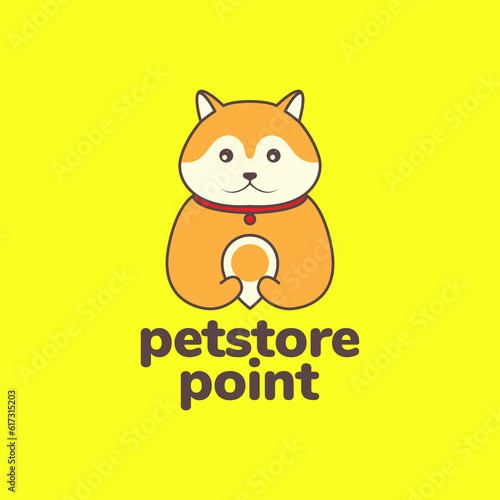 animal pets dog akita inu petshop point map mascot logo design vector