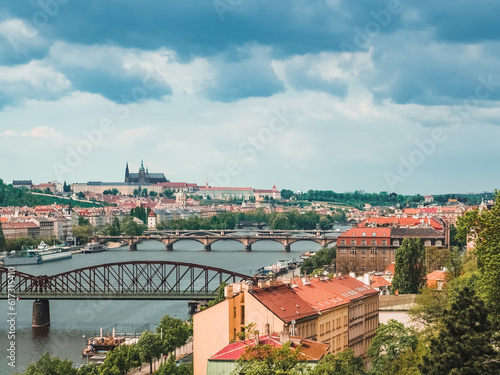 Prague. Panoramic view of the city. Beautiful European city