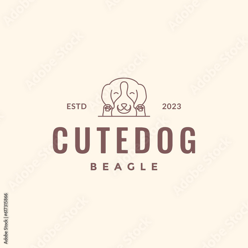 animal pets dog beagle mascot line art simple hipster logo design vector