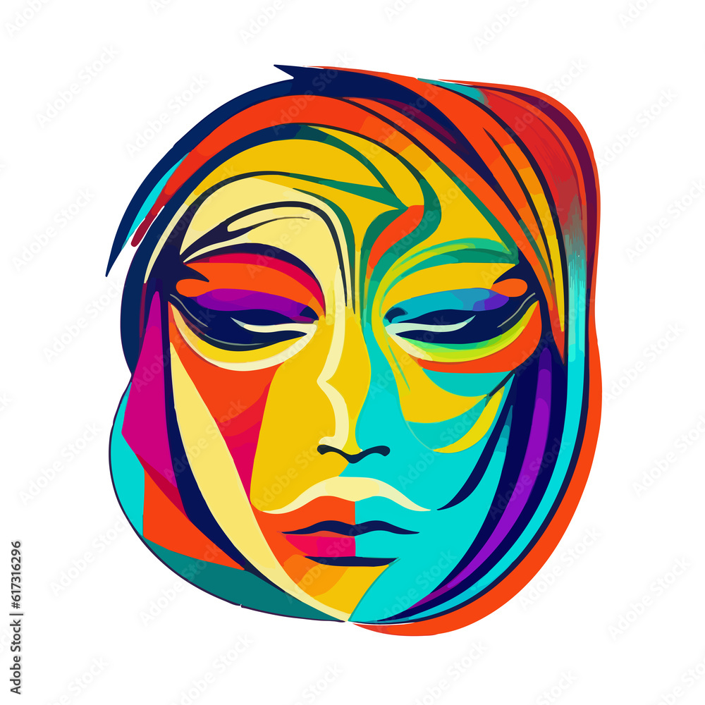 Contemporary Geometry: Seamless Magazine Woman Face - An Abstract Illustration of Art and Portrait