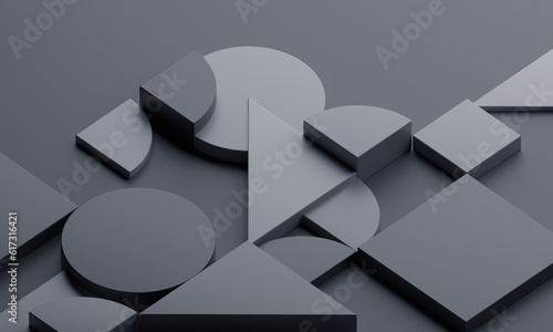 Fototapeta Naklejka Na Ścianę i Meble -  Abstract geometric composition, gray background design, 3d render