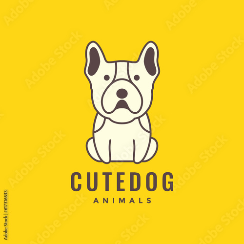 boston terrier puppy dog pets mascot cartoon cute logo icon vector illustration