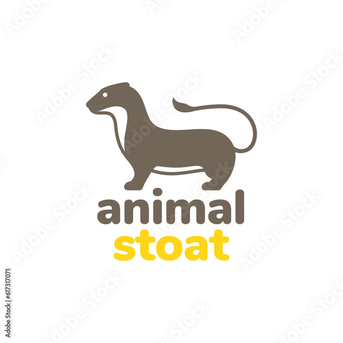 stoat animal weasel wildlife mascot minimal logo vector icon illustration