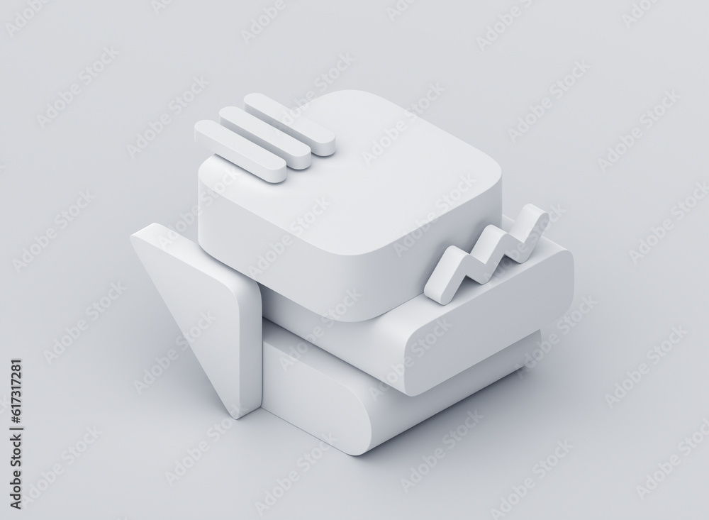 Abstract 3d render, minimalist composition, white geometric design