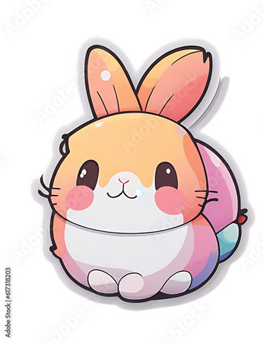  Cartoon rabbit stickers, Generative Ai illustration, rabbit, rabbit cartoon, kawaii