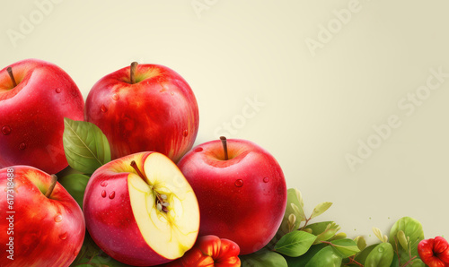 Apple Advertising Background, Healthy fruits Rich in Vitamins. Generative Ai