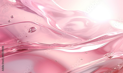 Translucent pink gel-like flowing liquid abstract background, natural organic renewal cosmetics, alternative medicine. Refreshing, cool organic skincare concept.