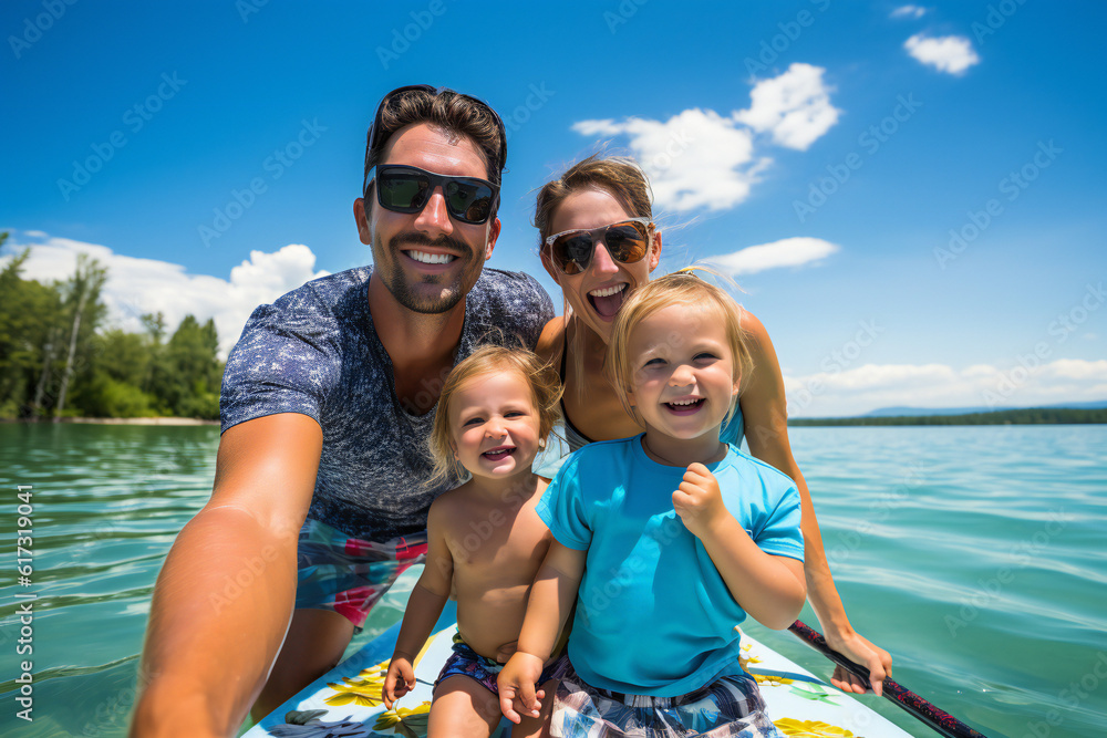 Fototapeta premium Paddleboard, Fun, Family, Holiday, Summer, Water