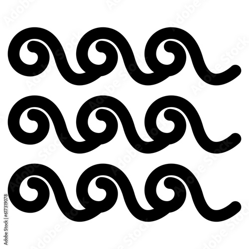 水、波を表すラインスタイルのアイコン