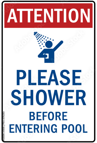 Shower before entering pool sign and labels please shower before entering pool