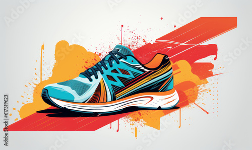 Athletic Shoe for Sport Training, Fitness Sneakers, Running Shoe. Generative Ai