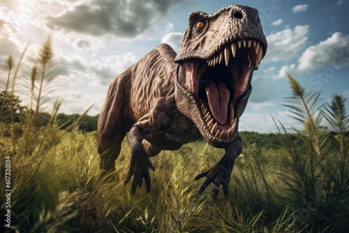 Fotografia tyrannosaurus rex in the grass