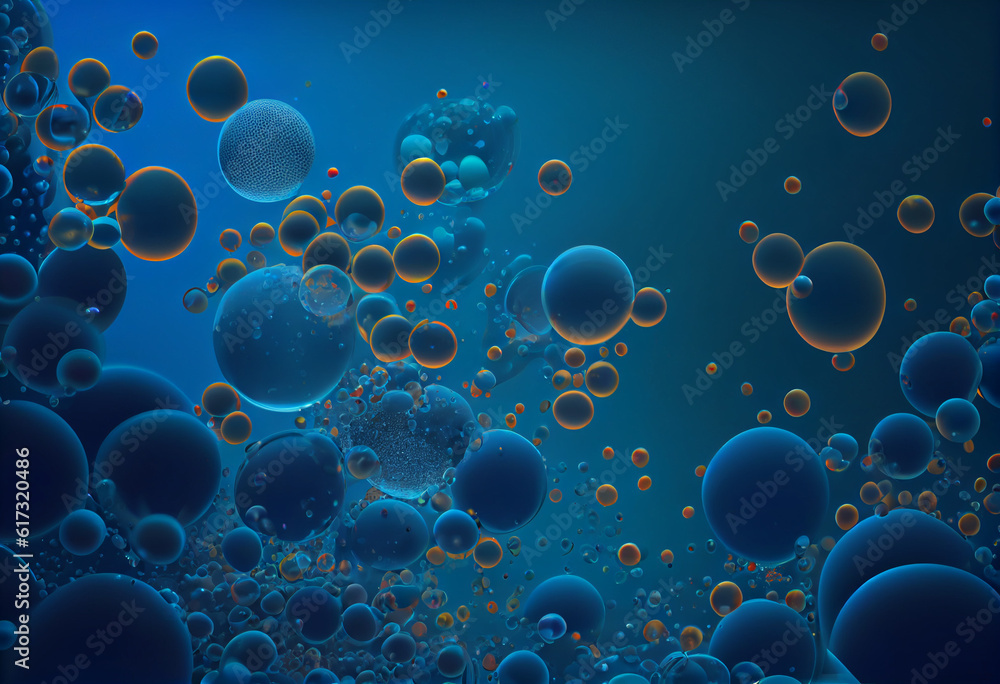 A blue background of bubbles floating over a blue background. Generative AI A blue background of bubbles floating over a blue background. Generative AI