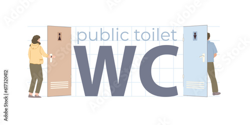 Public Toilet Flat Text