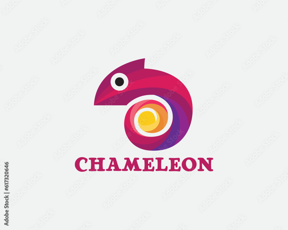 Simple circle chameleon logo icon symbol design template illustration inspiration Simple circle chameleon logo icon symbol design template illustration inspiration