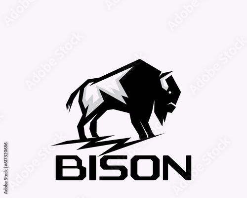 abstract stand bison logo design template illustration inspiration