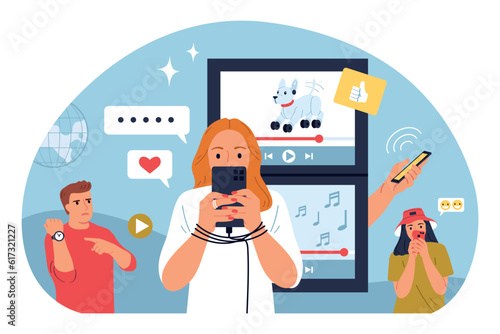 Phone addiction flat composition