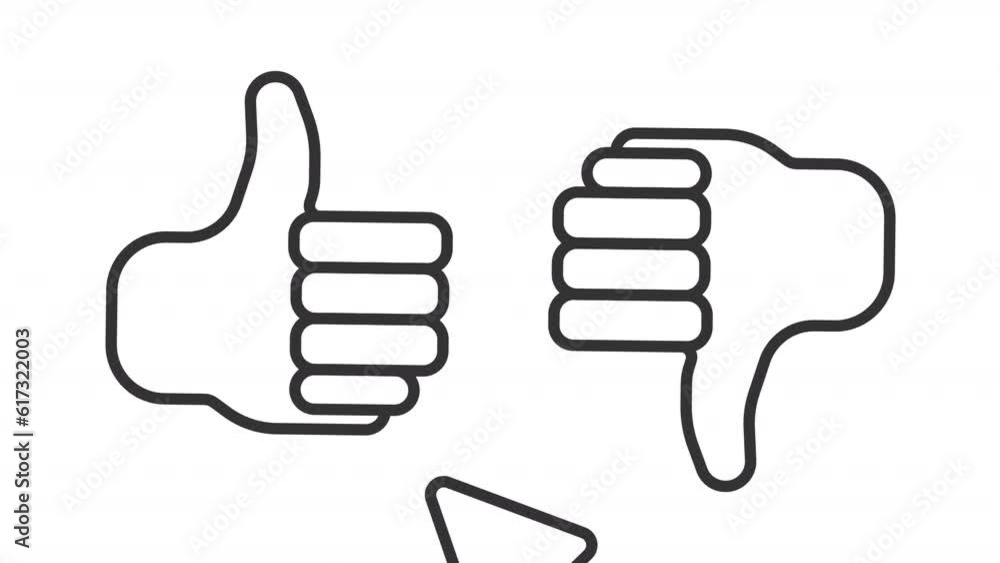 User feedback icon animation. Animated line thumb up and thumb down. Cursor click. Like button. Online content. Loop HD video with alpha channel, transparent background. Outline motion graphic User feedback icon animation. Animated line thumb up and thumb down. Cursor click. Like button. Online content. Loop HD video with alpha channel, transparent background. Outline motion graphic